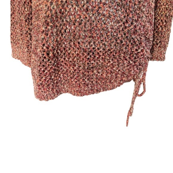 Ruby Rd. Bronze mix Metallic open crochet tie-waist crew neck sweater sz 2x EUC - Picture 6 of 12